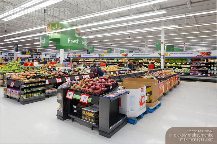 Stock photo of Walmart store fresh food section Buy commercial use license at MaximImages