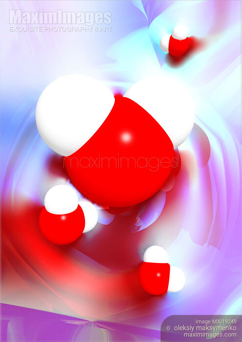Stock image of Water Molecules 3D Illustration Buy commercial use license at MaximImages