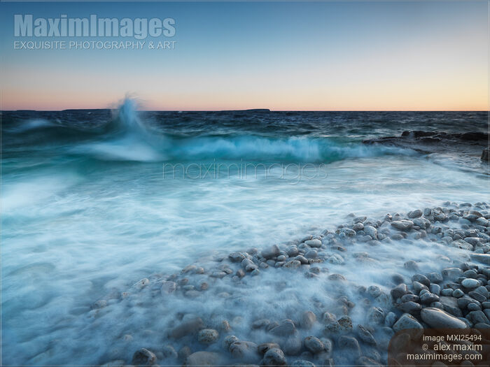 Stock photo of Waves hitting the shore of Georgian Bay Buy commercial use license at MaximImages