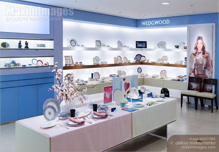 Stock photo of Wedgwood wedding tableware store display Buy commercial use license at MaximImages