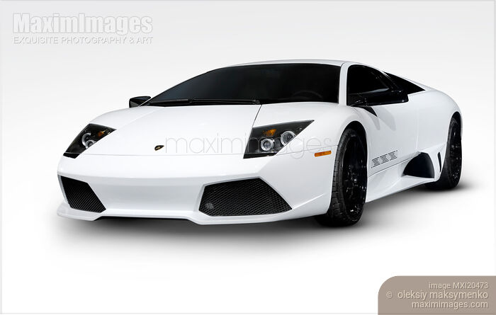Stock photo of White Lamborghini Murcielago LP640 Coupe luxury sports car Buy commercial use license at MaximImages