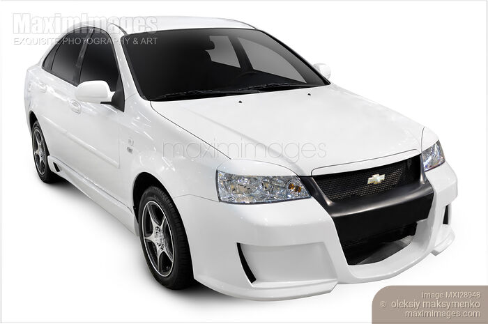 Stock photo of White Tuned Chevrolet Lacetti Modern Car Buy commercial use license at MaximImages