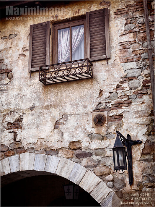 Stock photo of Windows of an old rustic house Buy commercial use license at MaximImages