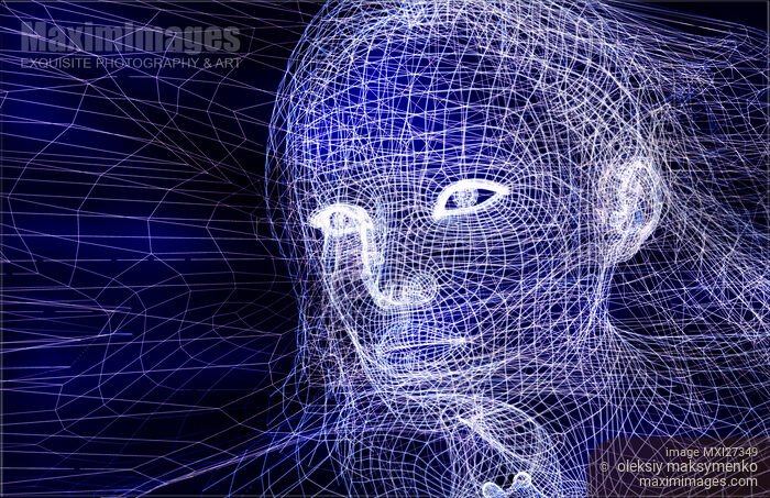 Stock image of Woman digital face 3D illustration Buy commercial use license at MaximImages