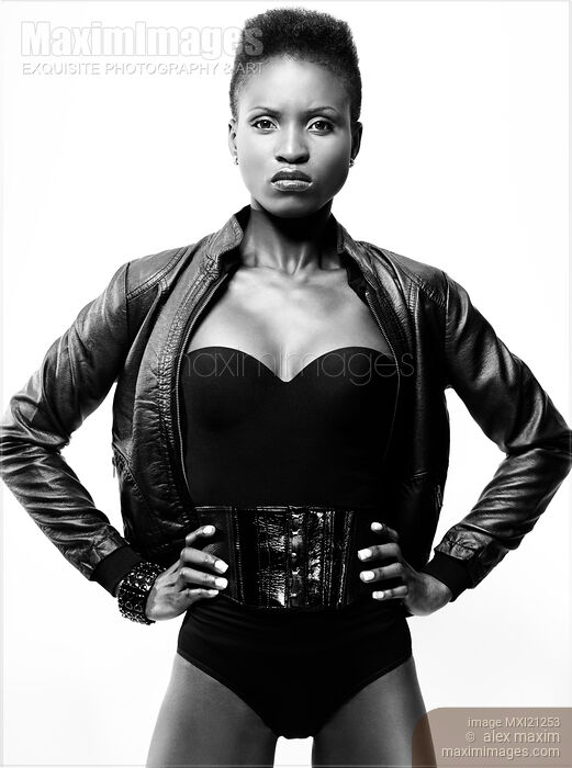 Stock photo of Woman in Black Outfit Buy commercial use license at MaximImages