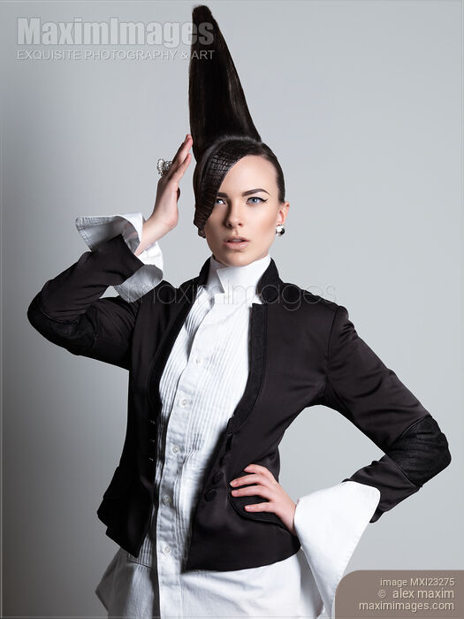 Woman with Creative Hairstyle Stock photo of Woman with Creative Hairstyle Buy commercial use license at MaximImages