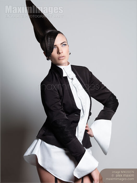 Woman with Creative Hairstyle Stock photo of Woman with Creative Hairstyle Buy commercial use license at MaximImages