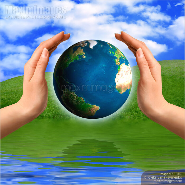 Stock photo of World in hands Environmental concept Buy commercial use license at MaximImages
