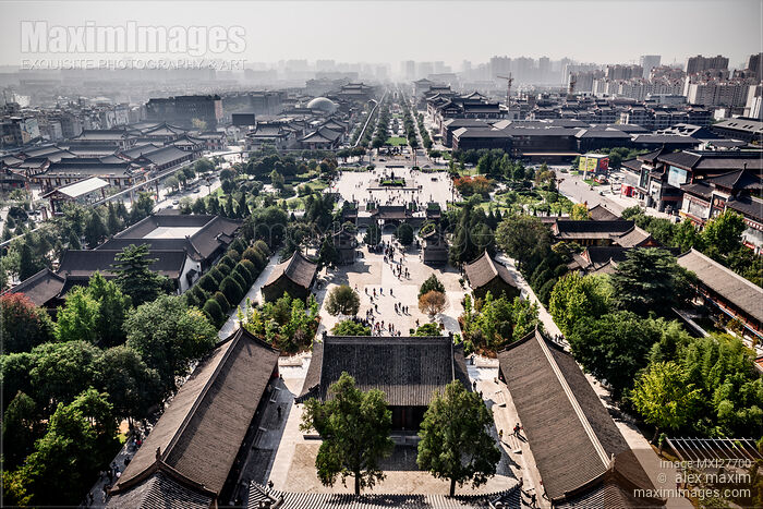 Stock photo of Xi'an aerial city view from Giant Wild Goose Pagoda Buy commercial use license at MaximImages