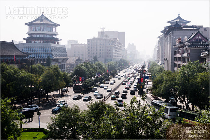 Stock photo of Xi'an city downtown China Buy commercial use license at MaximImages