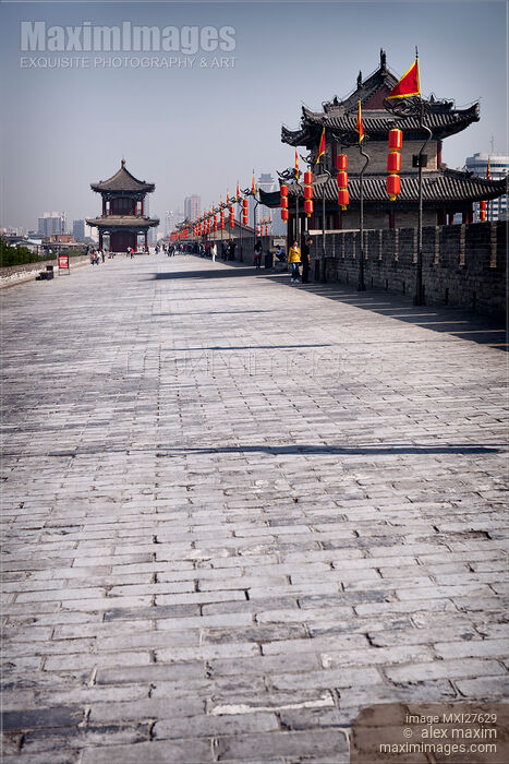 Stock photo of Xi'an city wall scenery in China Buy commercial use license at MaximImages