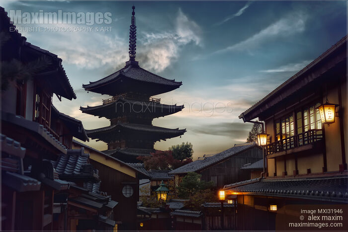 Stock photo of Yasaka 5-story pagoda of Japanese Buddhist temple Hokan-ji in Kyoto Buy commercial use license at MaximImages