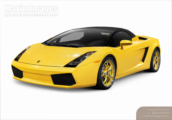 Yellow Lamborghini Gallardo Spyder sports car Stock photo of Yellow Lamborghini Gallardo Spyder sports car Buy commercial use license at MaximImages