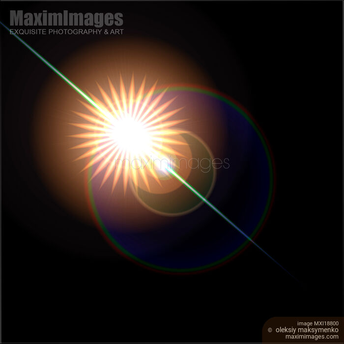 Stock image of Yellow Sun Lens Flare Effect Buy commercial use license at MaximImages