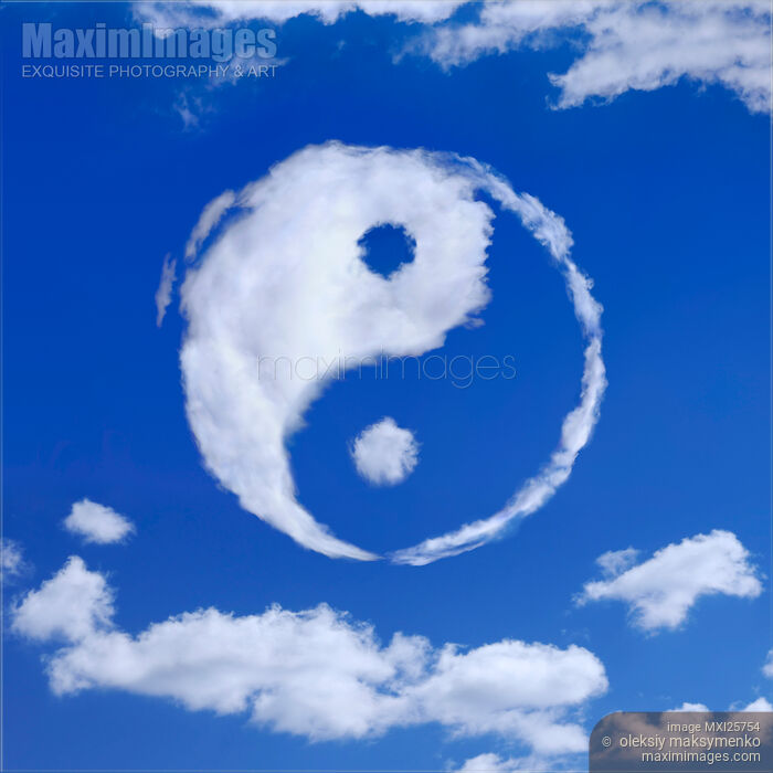 Stock photo of Yin-Yang symbol made of clouds Buy commercial use license at MaximImages