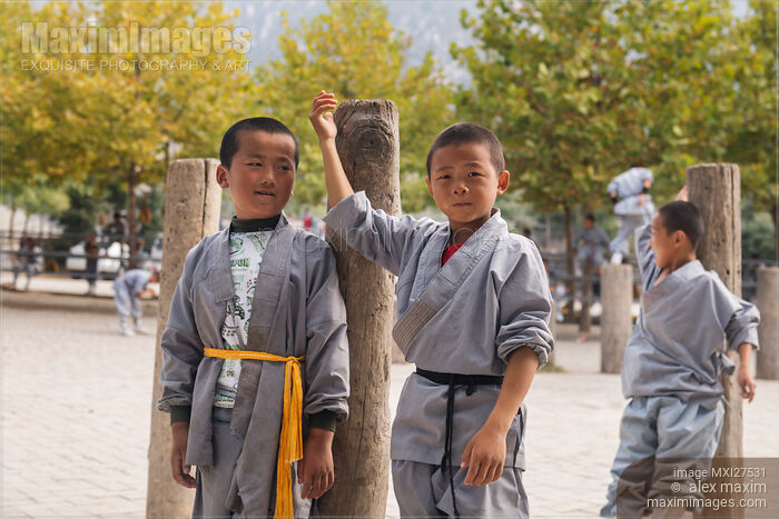 Stock photo of Young Shaolin students in China Buy commercial use license at MaximImages