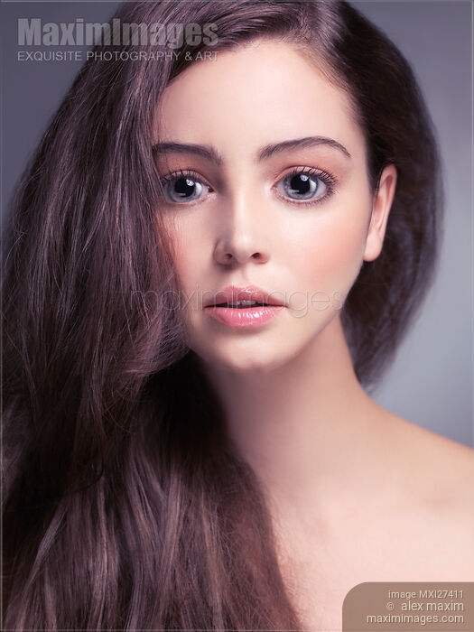 Young woman anime style beauty portrait with beautiful large gray eyes Stock photo of Young woman anime style beauty portrait with beautiful large gray eyes Buy commercial use license at MaximImages
