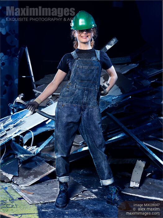 Young woman construction worker Stock photo of Young woman construction worker Buy commercial use license at MaximImages