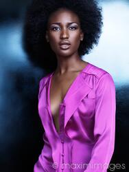 African american woman in pink clothes fashion photo