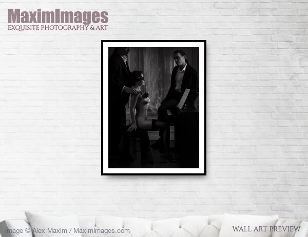 Art Print of Menage a trois, romantic trio of two gentlemen seducing a