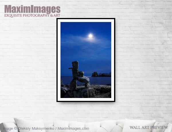 Art Print of Stone Figure in Moonlight | Wall Art #MXI20606